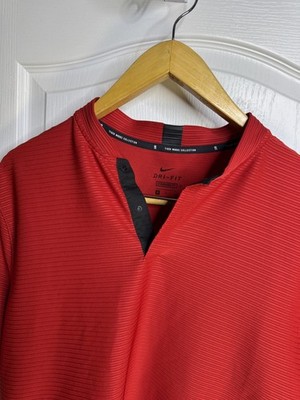 Nike Tiger Woods Collection Blade Collar Polo Shirt Mens Medium Ribbed Snap Golf