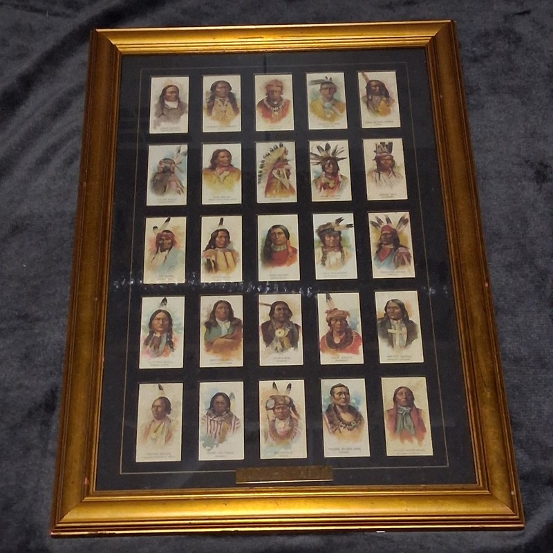 Framed Reproduction Indian Native American Tobacco Trading Cards Nostalgia Art