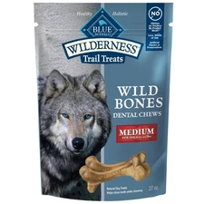 Blue Buffalo Wilderness Wild Bones Grain-Free Dental Chews Dog Treats Medium 27o