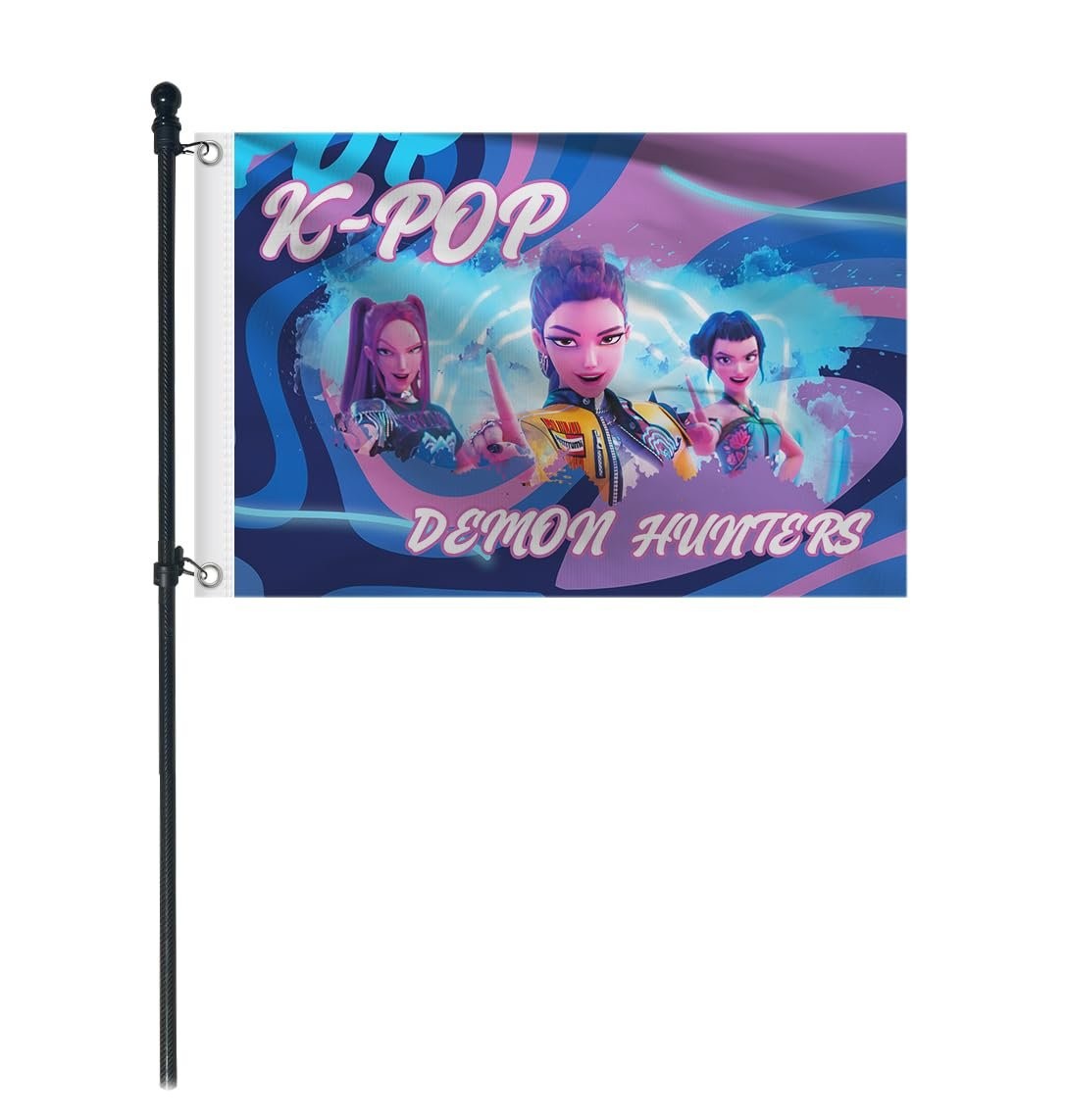 HUNTRIX K-Pop Demon Hunters Flag – 2x3ft Anime Girl Group Banner