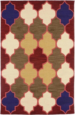 Hand Tufted Moroccan Trellis Rug | Multicolor Wool Handmade Modern Area Rug