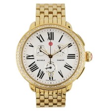 Michele Serein MW21A01B0966 Diamond Bezel Gold Tone Women Watch New In Box
