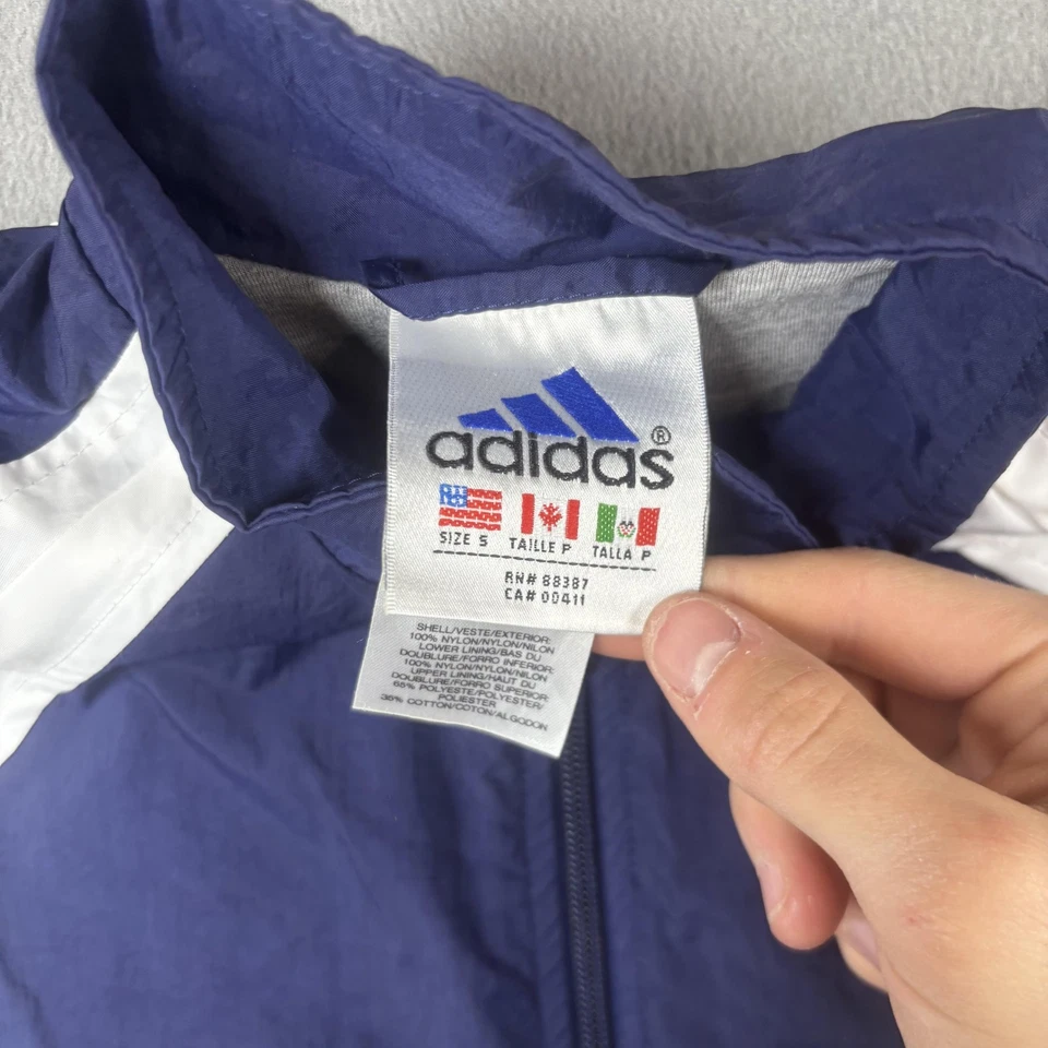 De colección Adidas Traje de Pista Para Hombre Pequeño Azul Marino Blanco Calentamiento Chaqueta Pantalones 3 Rayas Foto 4 de 4