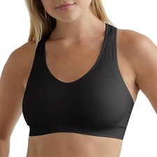 Pack 2 Hanes Racerback Sports Bra JOGBRA Comfort Fit Seamless bra, Black, Large
