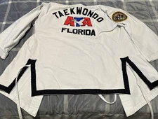Vintage Taekwondo Gi Set Size 2 White ATA Gi  Uniform Patch Sewn Black Belt Club