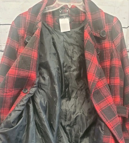 JOUJOU Women's Belted Trench Coat Red Gray Plus Size 3x Gothic Emo Academic - Picture 11 of 17