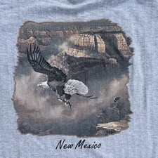 Vtg New Mexico Bald Eagle Single Stitch Textured T Shirt Grey Made In USA XL