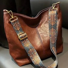 Wide Geometric Strap Shoulder Bag Large Capacity Crossbody Bags For Women,Retro