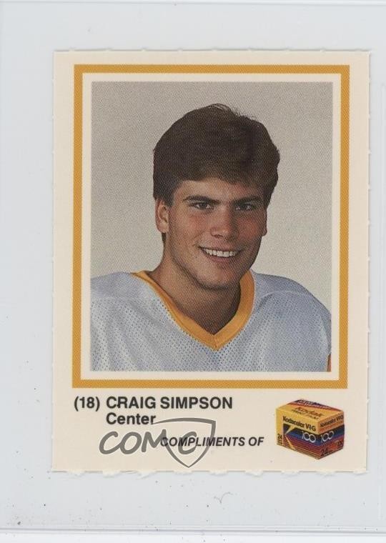 1986-87 Kodak Pittsburgh Penguins Craig Simpson #18 0q3