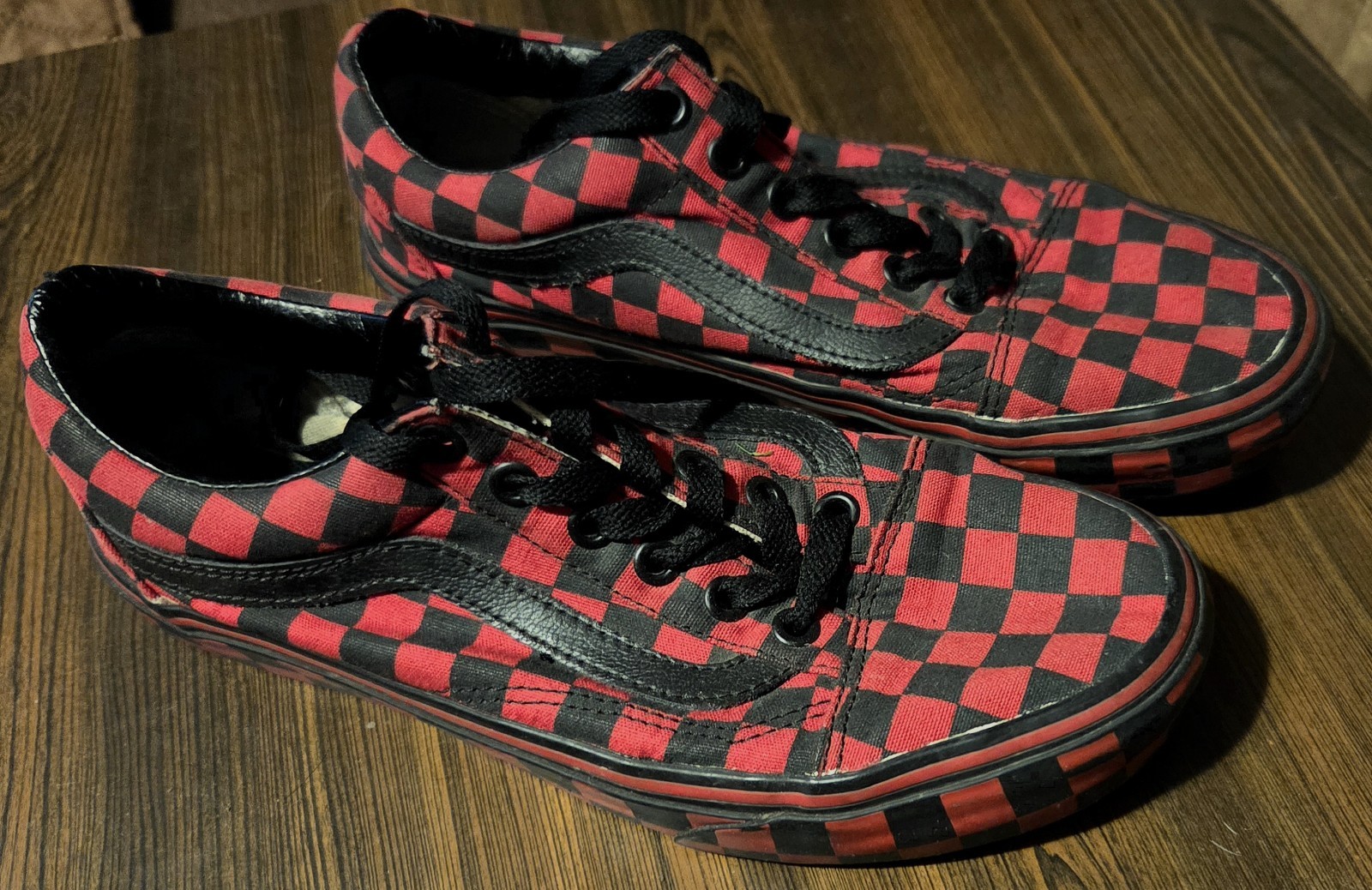 Vans Brand Red And Black Checkered Shoes For Men
