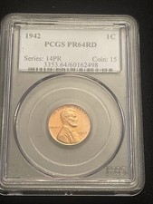 1942 Proof Lincoln Cent Pcgs Pr64rd Low Mintage 1c 1942 Proof Lincoln Cent Pcgs Pr64rd Low Mintage 1c