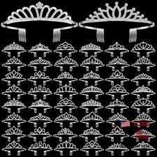 50 Pcs Tiara Crowns Bulk for Women Crystal Princess Tiara Silver Fresh Style