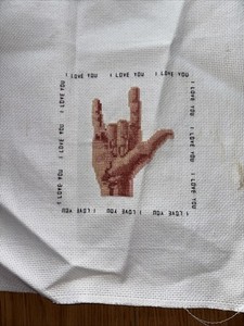 Heritage Series Counted Cross Stitch Kit I LOVE YOU AMERICAN SIGN LANGUAGE ASL