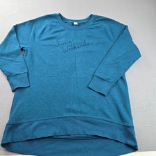 Old Navy Sweatshirt Womens Large Blue Long Weekends Relaxed Fit High Low Hem