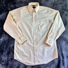 Chaps Mens Non-Iron Button Down Shirt Pale Yellow Classic Fit Neck 15 32/33