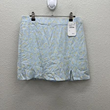 Elodie Blue Yellow Floral Lightweight Back Zip Mini Skirt Womens size Medium NEW