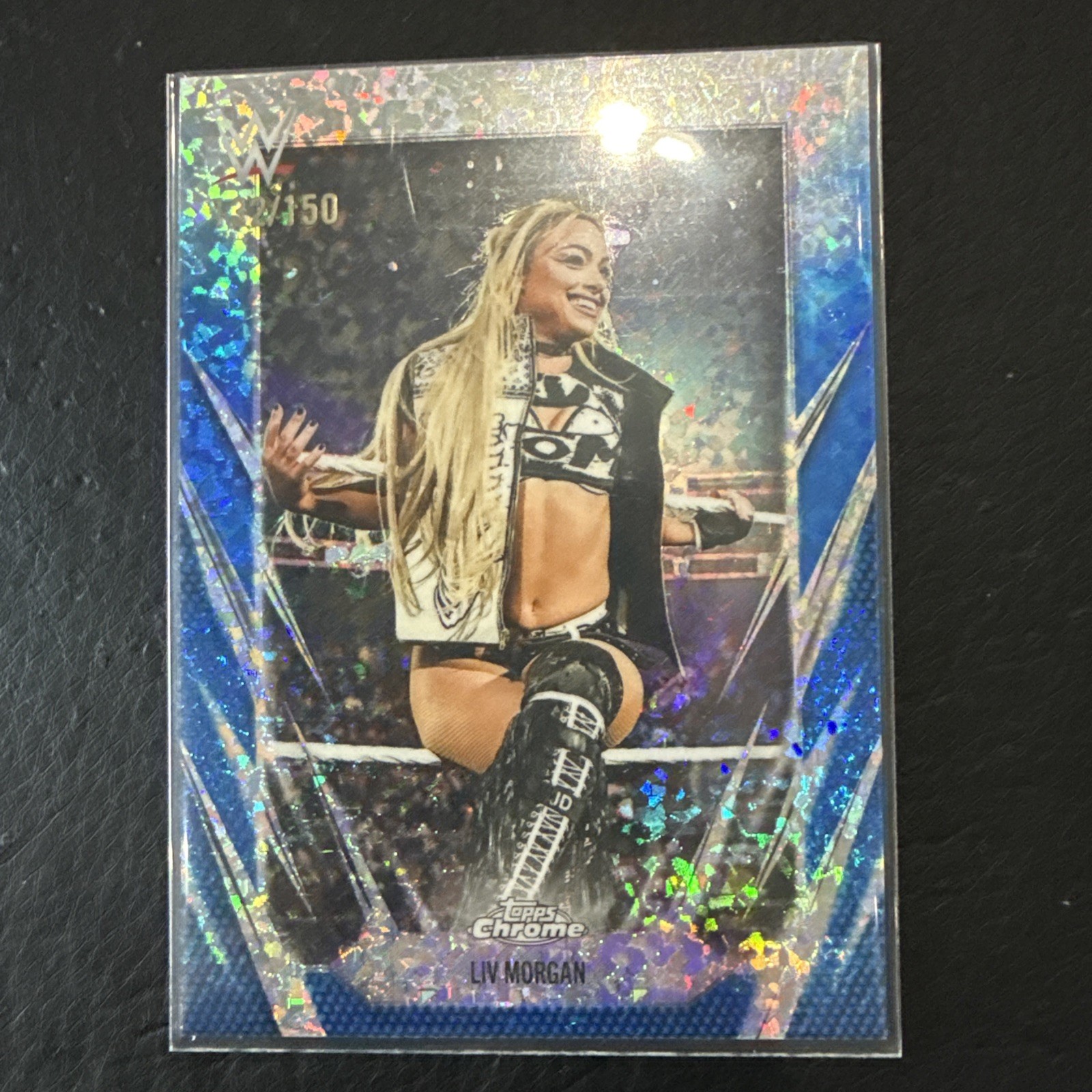 2026 Topps Chrome WWE Liv Morgan Blue Diamond Refractor #17 /150