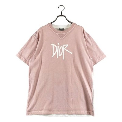 Dior Dior × Shawn Stussy Shawn Stussy logo crew neck sweatshirt L Pink Men's