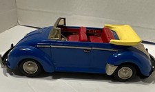 Vintage Tin Battery Operated Volkswagen Convertible VW by Nomura of Japan 9-3/4  
