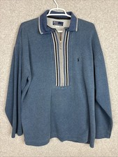 Vintage Polo Ralph Lauren Sweater Mens XL Blue 1/2 Zip Long Sleeve Made In USA