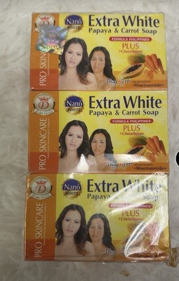 6 pcs. ORIGINAL Nano xtra White Papaya & Carrot Glutathion Soap   Satisfaction 