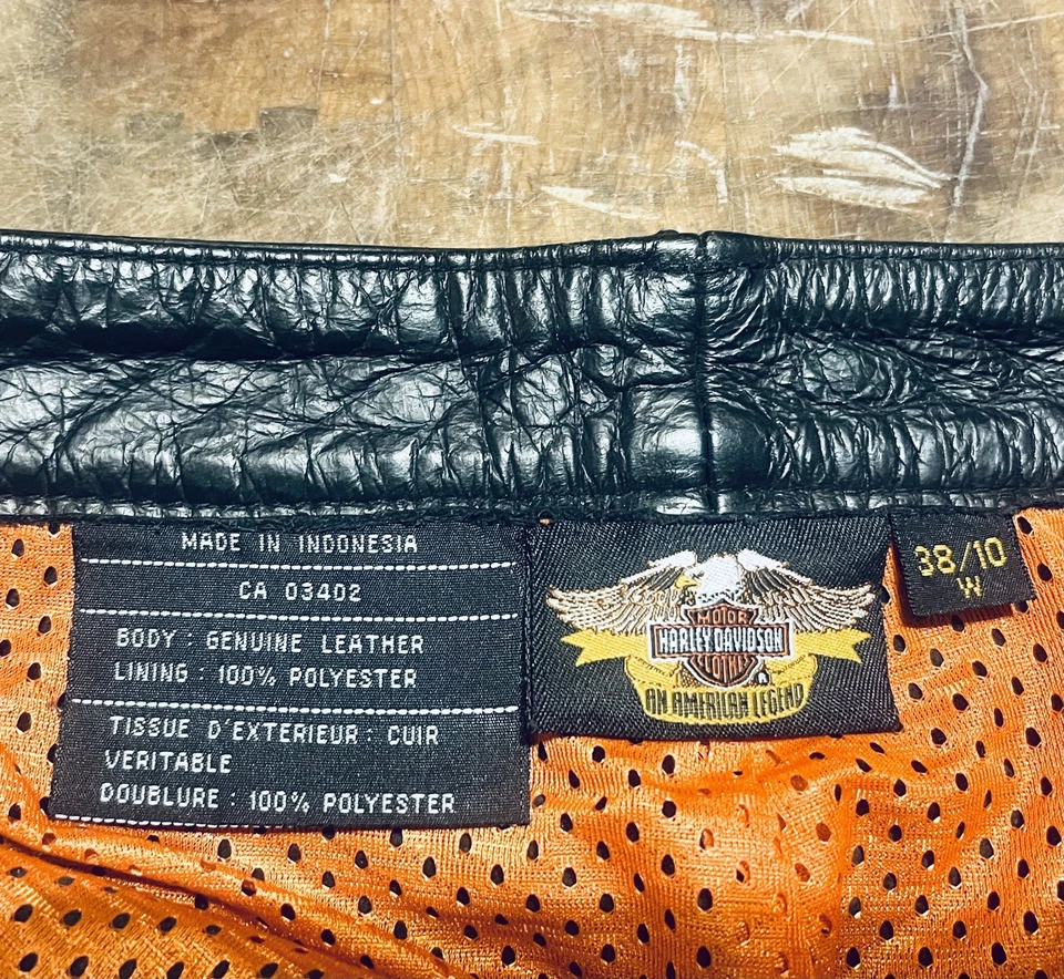 Vintage HARLEY DAVIDSON Black Motorcycle Leather Pants  Women's 38/10 inseam 32” - Image 4 of 4