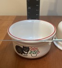 Cat Bowl Set Black Cat Red Trim Nottingham England — photo 9