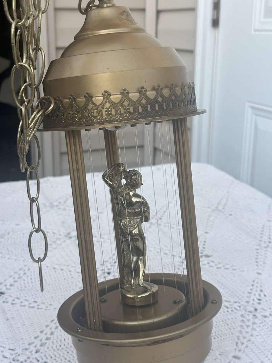 Vintage Rain Lamp Hanging Oil Goddess Venus Bronze Tone Large