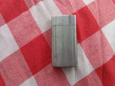 VINTAGE BIC SILVER EMBOSSED CHROME FLIP COVER CASE RIBBED CIGARETTE LIGHTER #9