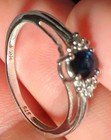  10K STS stamped White Gold Oval Blue Sapphire Ring size 7 and earrings set  — photo 7