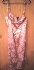 Cider Satin Dress Pink Floral Soft Corset-style bust and spaghetti straps Sz M