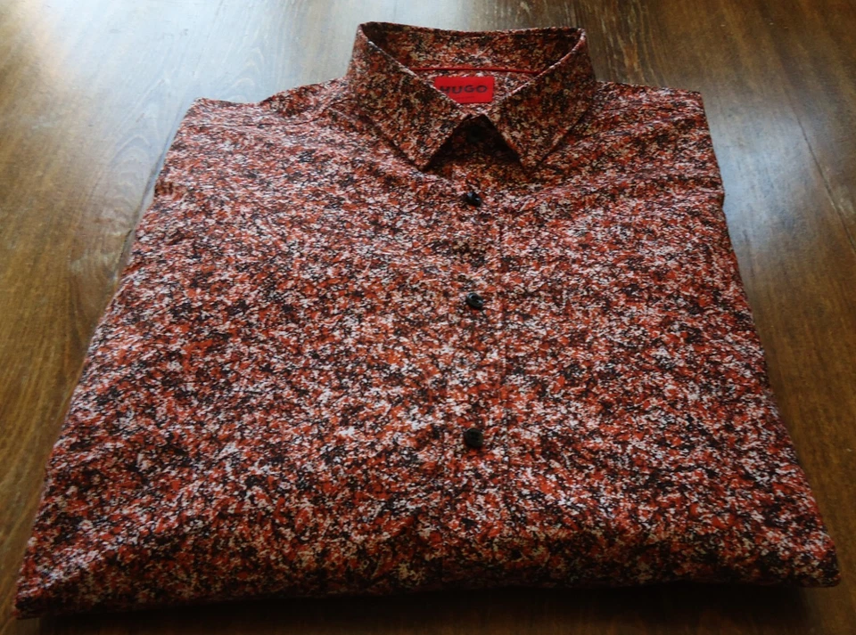 HUGO BOSS talla L/44/17 1/2 Slim Hombre Camisas Hawaianas Multicolor NUEVO - Imagen 4 de 4