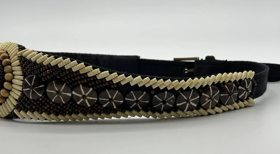 Vintage Boho  Belt Handcrafted In India  Wood Beaded,Stone sash Wms Size M/L - Image 3 of 4
