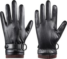 Mens Black Soft Lambskin Leather Winter Driving Gloves Cashmere Lined,comfort...
