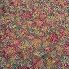 5 Yards Heavy Tapestry Upholstery Fabric Floral Jacquard Red Reversible Vintage