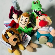 Lot 5 Peter Pan Disney 8" Mini Bean Bag Plush Vintage Rare Collection NWT Hook