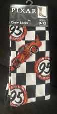 Pixar Cars Lightning McQueen Adult Size 9-13 Multi Graphic Novelty Crew Socks