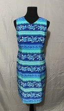 Sag Harbor Sleeveless Dress Blue Waves Beachy Tropical Vacation Cruise Sz 8P