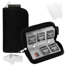 Portable Memory Card Organizer Case 22 Slots Black Durable Nylon Travel Acces...