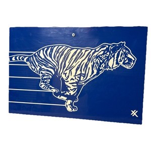 Vintage Exxon Tiger Sign / Door & Oil Gasoline Blue Metal 36"x 25” x .5”