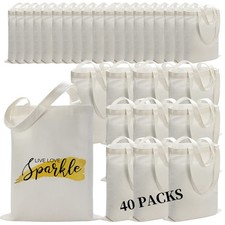 40 Pieces Sublimation Canvas Tote Bags Bulk Blank Tote Bags Screen Printing R...