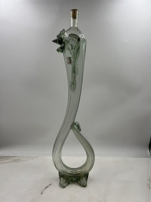 Proshyan Brandy Factory Armenian Dragon Bottle Decanter Blown Green Art Glass