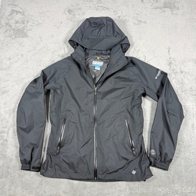 Columbia Womens M Titanium Jacket Black Omni-Tech Waterproof Omni-Heat Shell