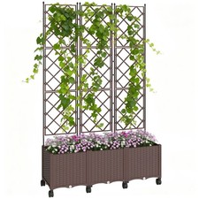 Outsunny Plastic Raised Planter with Trellis and Self Watering Design