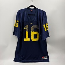 Nike University of Michigan Wolverines Football Jersey 16 Large Vintage Navy