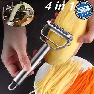 Multifunctional Kitchen Peeler, Vegetable and Fruit Peeler, Stainless Steel 4in1