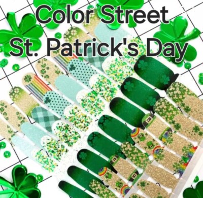Color Street Nail Strips ~ ST. PATRICK'S DAY ~ Green, Clover, Gold, Shamrocks  