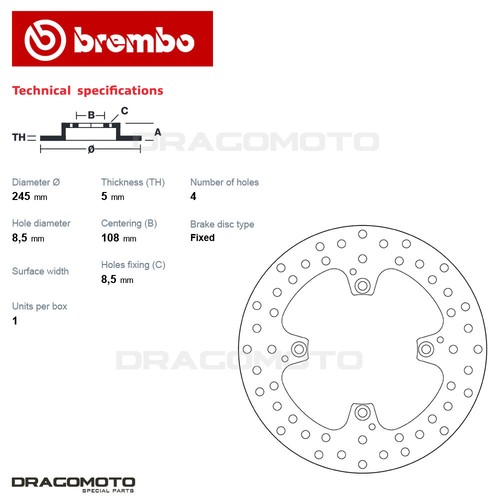 DUCATI MONSTER S4RS TESTASTRETTA 998 2006-2008 Rear Brake Disc BREMBO - Picture 3 of 5
