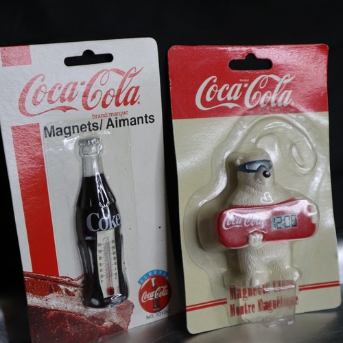 VTG Coca Cola Magnet Thermometer Bottle + Polar Bear Clock Sealed Dad Core 90s - Picture 6 of 13