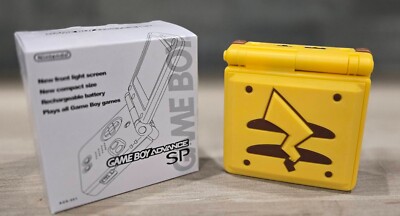 Nintendo Gameboy Advance SP Pikachu Pokémon Reshell *Glass Screen & New Battery*